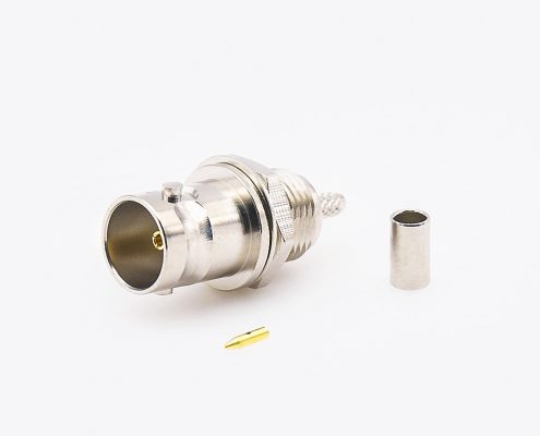 BNC連接器壁板母頭直式面板安裝后鎖穿墻壓接接線(xiàn)
